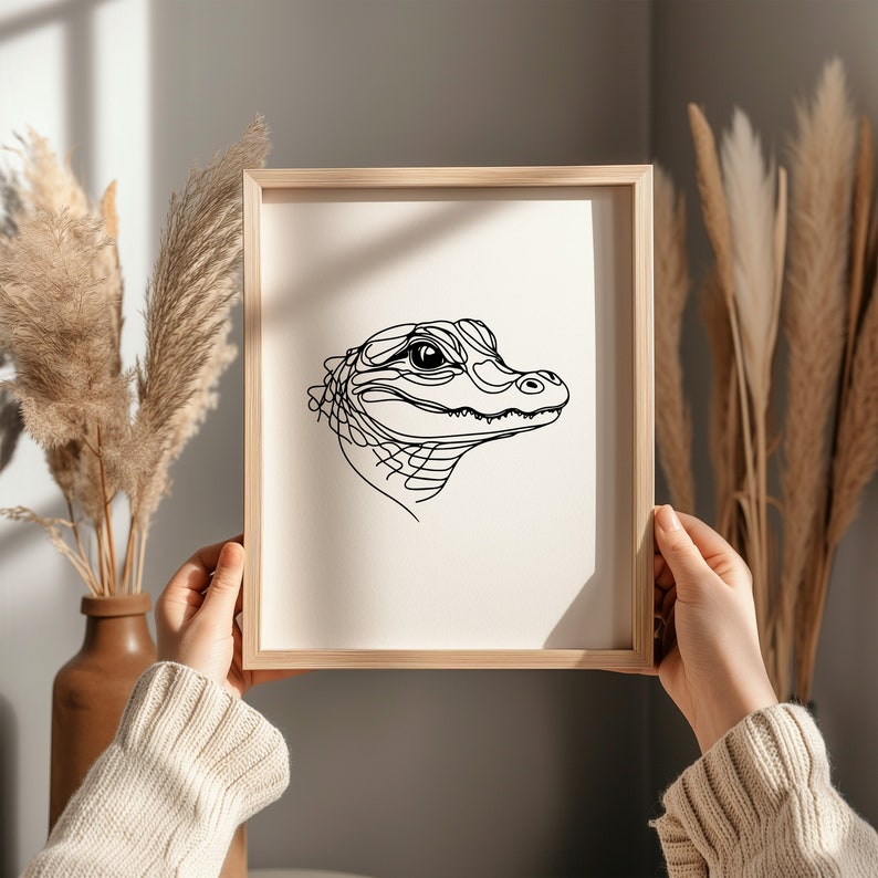 Alligator Line Art SVG: Minimalist Animal Vector (digital Download) - Etsy