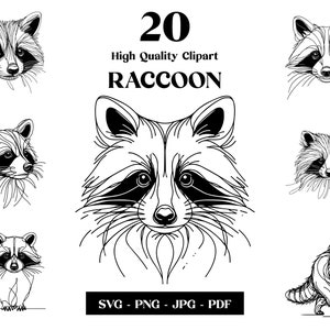 Clipart SVG raton laveur, dessin au trait minimaliste Woodland, logo vectoriel animal, Art moderne, tatouage et sublimation, broderie, téléchargement numérique