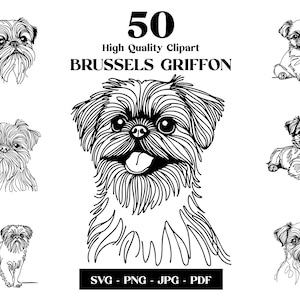 Pacchetto di clipart SVG e PNG di Griffon di Bruxelles: disegno di un cane giocattolo minimalista, sublimazione, Cricut, amante dei cani, download digitale