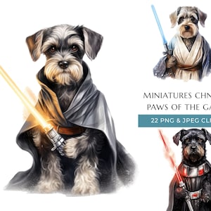 Watercolor Miniature Schnauzer Clipart 22 High Quality PNG & JPEG, Funny Dogs of the Galaxy, Gift for Dog Dad and Mom, Digital Download