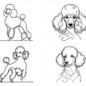 Poodle Line Art Clipart Bundle: Minimalist Dog Vector (digital Download ...