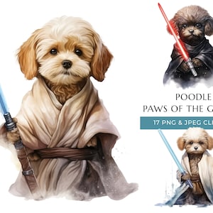 Watercolor Poodle Clipart: Funny Dogs of the Galaxy (Digital Download)