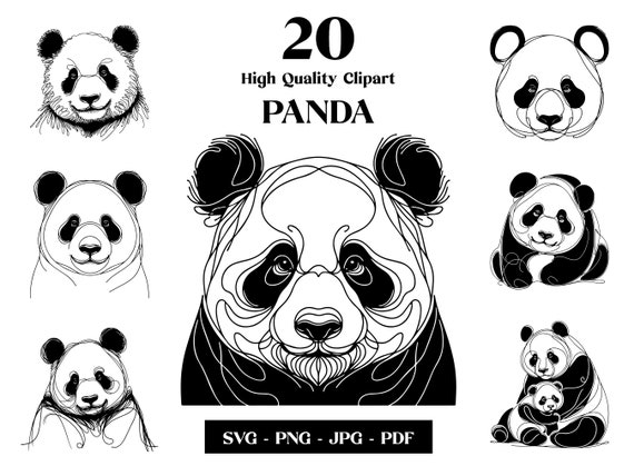 Panda Black And White Clipart
