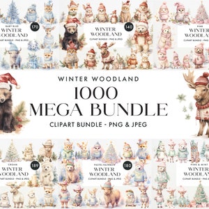Christmas Woodland Animals Clipart Mega Bundle 1000 High Quality PNG & JPEG, Nursery Christmas, Commercial License, Digital Download
