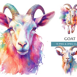 Farm Goat Watercolor Clipart Goat Portrait Farmer Farm PNG ...