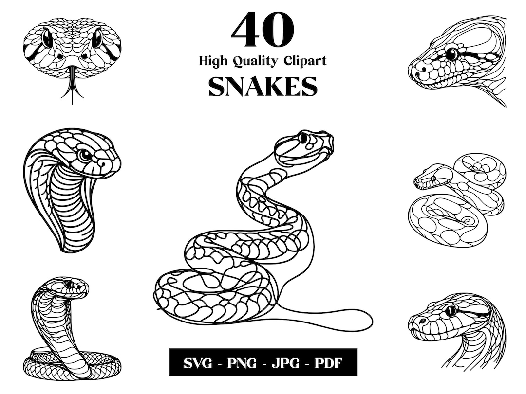 Snakes SVG Clipart, Python Minimalist Line Art, Anaconda Logo Animal ...
