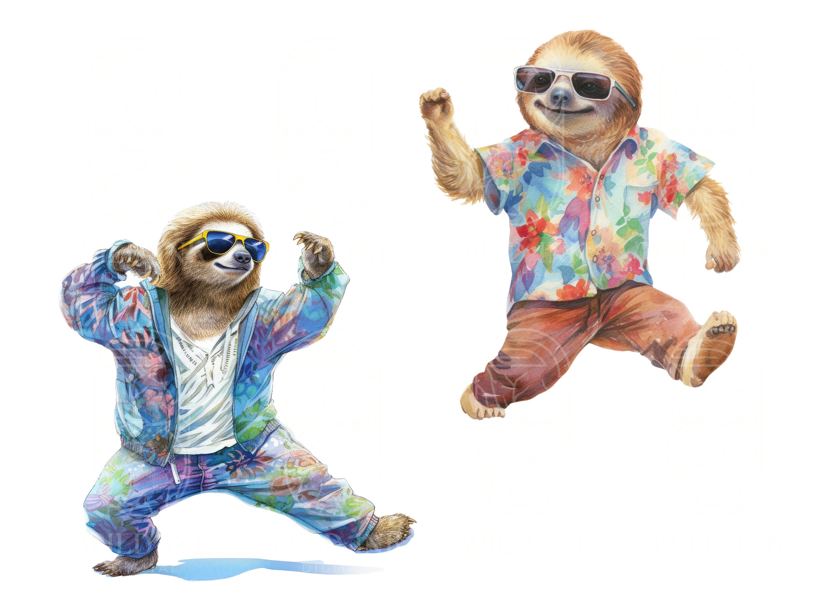 Dancing Baby Sloth Clipart: Watercolor PNG Images (digital Download) - Etsy