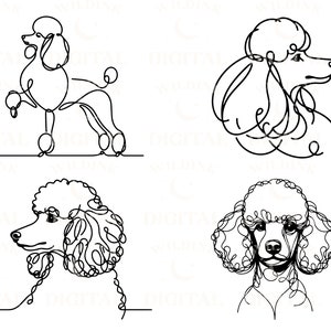 Poodle Line Art Clipart Bundle: Minimalist Dog Vector (digital Download ...