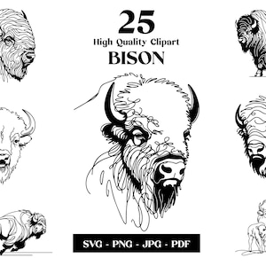 Bisonte SVG Clipart, Arte de línea minimalista, Vector animal logotipo, Arte moderno, Diseño de tatuajes y sublimación, Bordado, Descarga digital