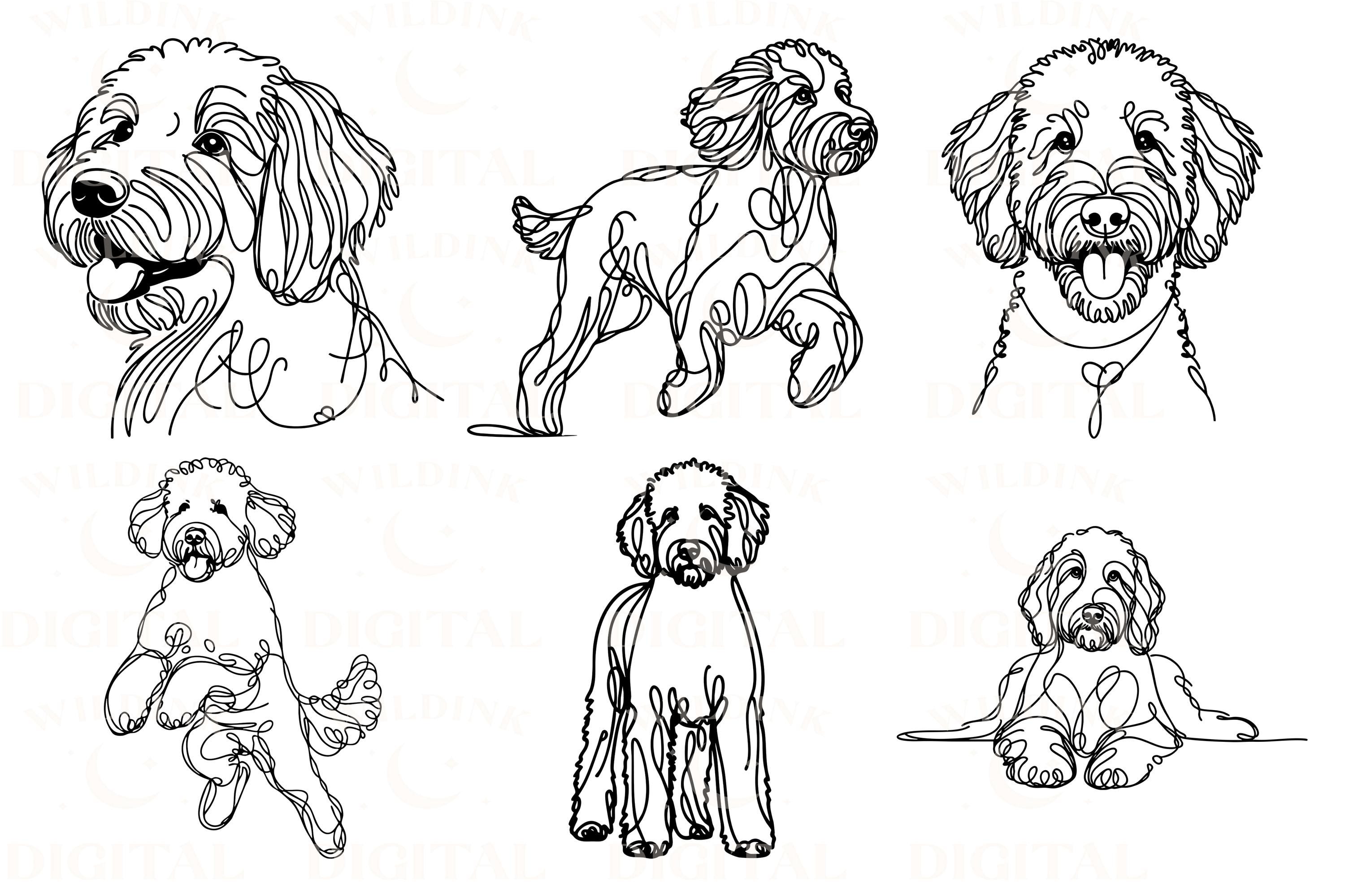 Labradoodle Line Art: SVG PNG Clipart Bundle (digital Download) - Etsy