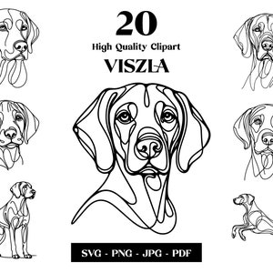 Vizsla SVG & PNG Clipart Bundle: Digitale Strichzeichnungen, minimalistische Vektor-Hundezeichnung für Sublimation, Hundeliebhaber, Welpe digitaler Download