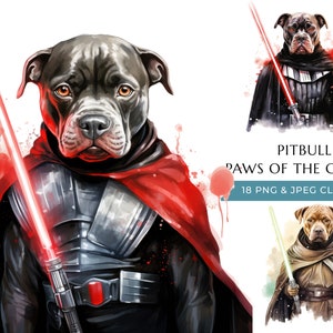 Watercolor Pitbull Clipart 18 High Quality PNG & JPEG, Funny Dogs of the Galaxy, Gift for Dog Dad and Mom, Digital Download