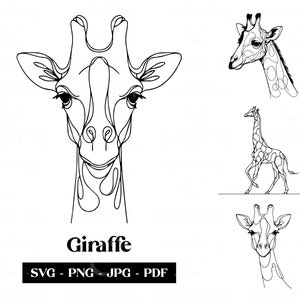 Żyrafa SVG Clipart, Minimalistyczna Linia Sztuki, Logo Zwierzęce Wektor, Sztuka Nowoczesna, Afrykańska Dzika Przyroda Tatuaż i Projekt Sublimacji, Pobieranie Cyfrowe