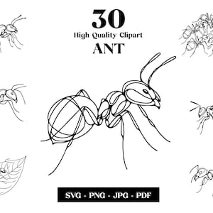 Clipart SVG de formiga, arte de linha minimalista de insetos, vetor de logotipo animal, arte moderna, design de tatuagem e sublimação, bordado, download digital