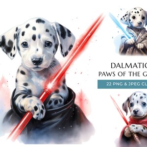 Dalmatische puppy clipart 22 hoge kwaliteit PNG & JPEG, aquarel grappige honden van de Galaxy prints, digitaal knutselen, digitale download