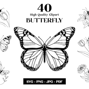 Motyl SVG Clipart, Owad Minimalistyczny Line Art, Logo Zwierzęce Wektor, Sztuka Nowoczesna, Tatuaż i Projekt Sublimacji, Haft, Pobieranie Cyfrowe