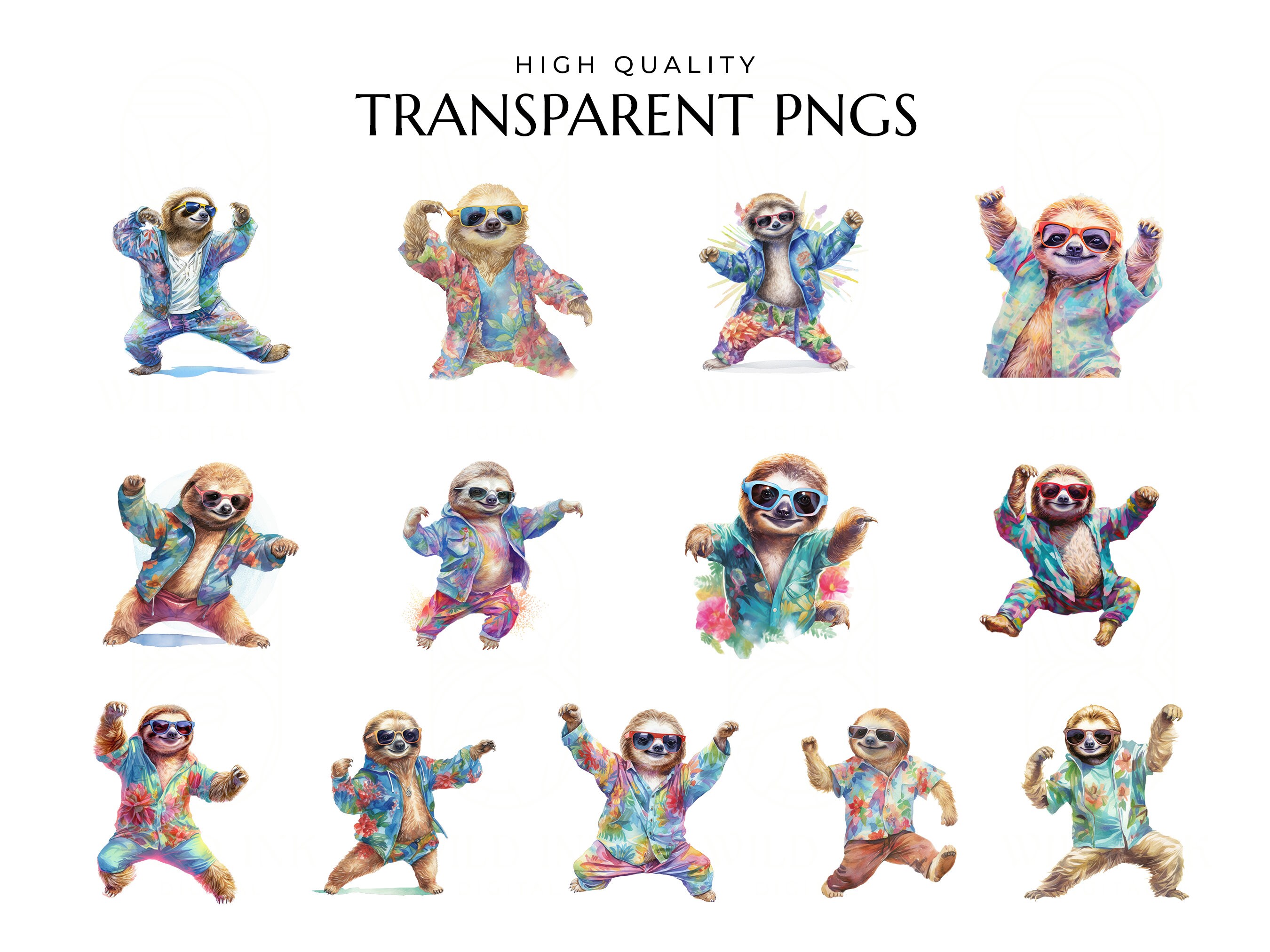 Dancing Baby Sloth Clipart: Watercolor PNG Images (digital Download) - Etsy