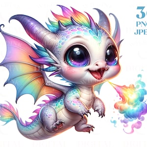 Dragon Clipart Bundle 36 High Quality PNG & JPEG, Cute Dragon PNG, Cute Baby Dragon clipart, Dragon art, Fantasy clipart, Digital Download