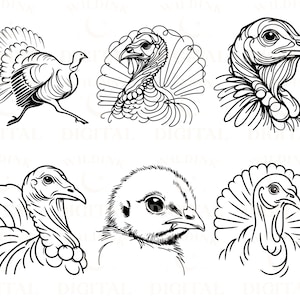 Turkey SVG Clipart: Minimalist Line Art, Tattoo Design (digital ...