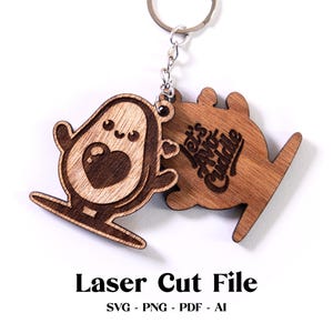 Lindo archivo de corte láser para San Valentín, llavero de aguacate, Let's Avo-Cuddle, llavero SVG de San Valentín, Glowforge, xTool, juego de palabras divertido, cursi