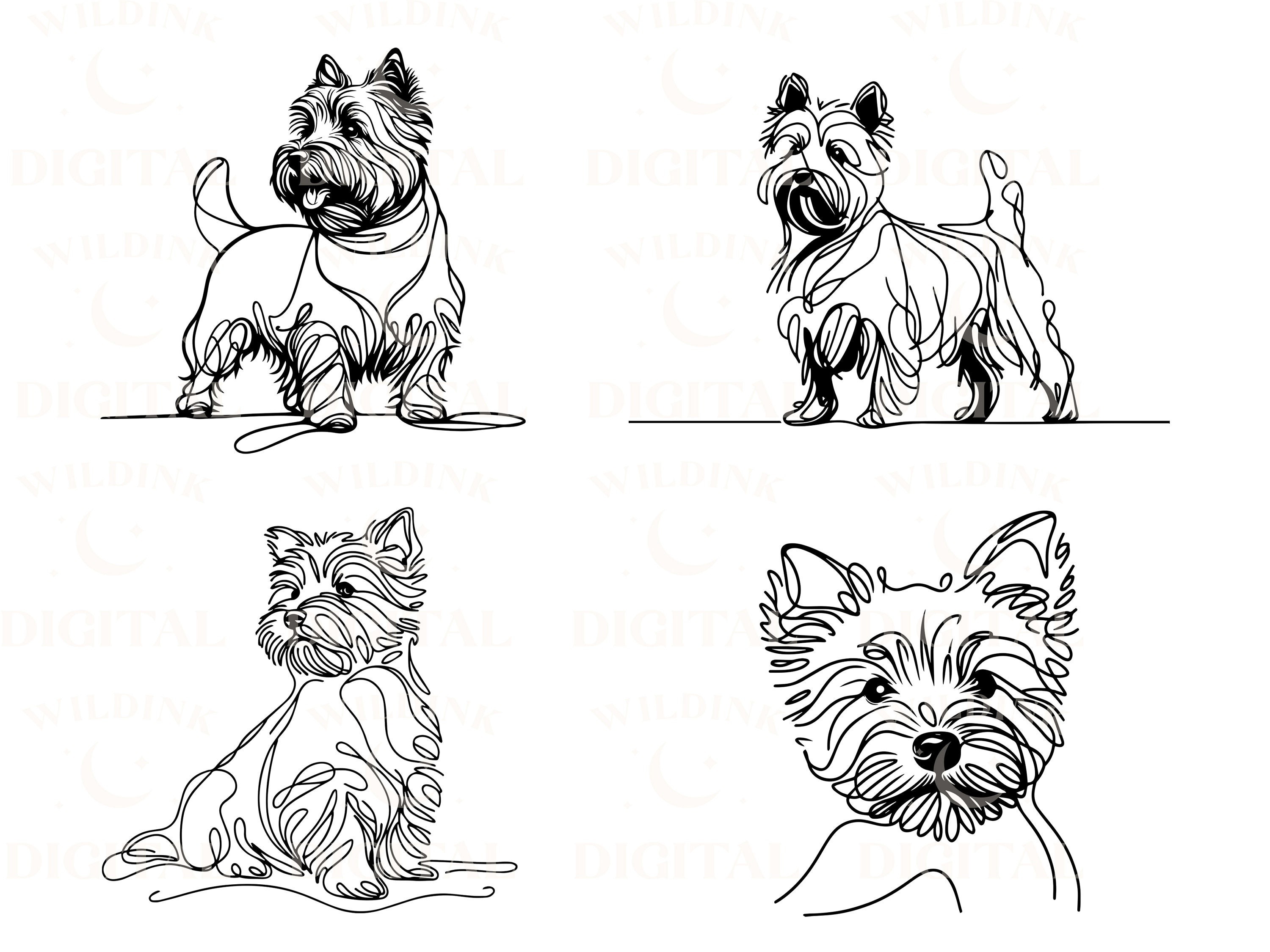 Cairn Terrier Line Art Clipart Bundle: Dog SVG, PNG (digital Download ...