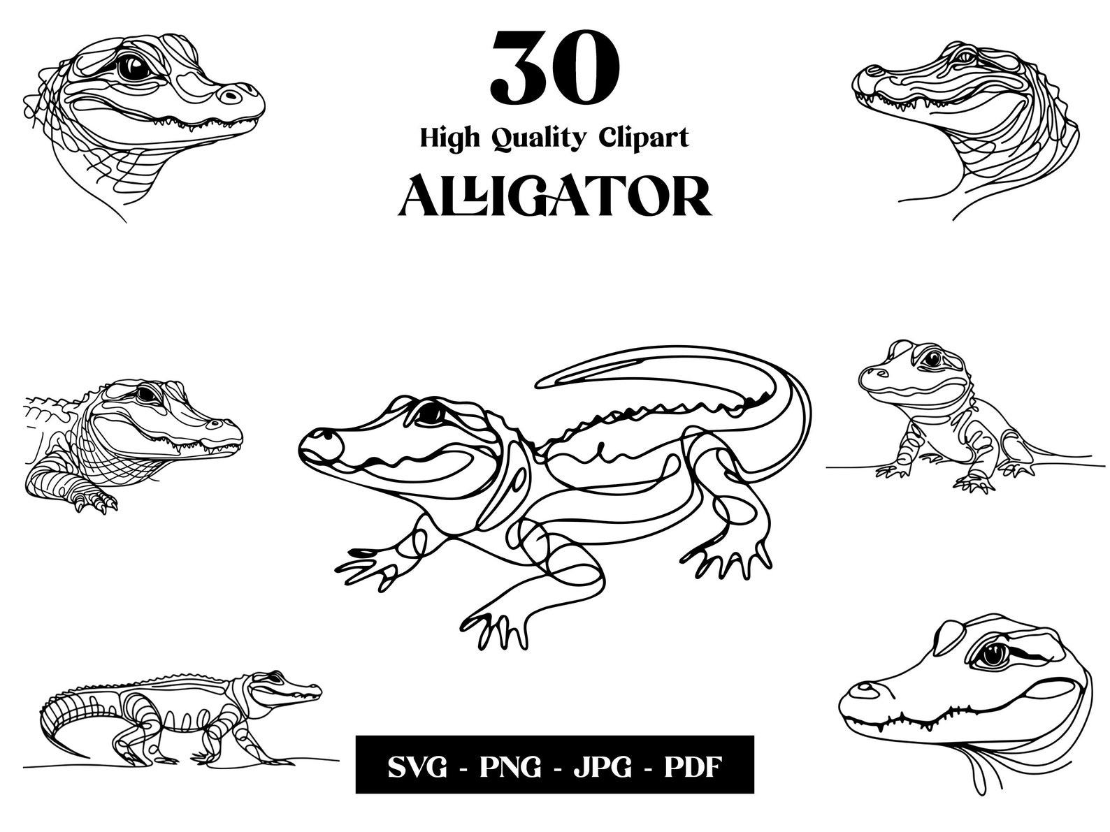 Alligator Line Art SVG: Minimalist Animal Vector (digital Download) - Etsy