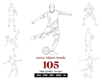 Soccer Clipart  SVG Bundle, 105 Soccer Vector, Sport Designs, Cricut, Laser Engraving, Digital Download