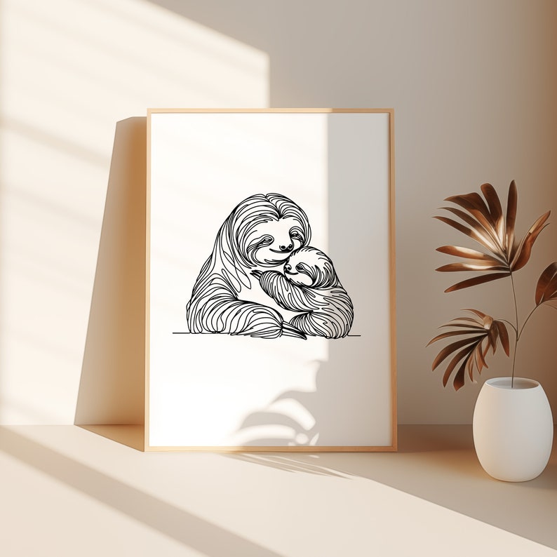 Sloth SVG Clipart: Minimalist Line Art, Tattoo Design (digital Download ...