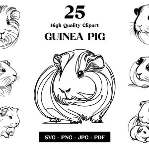 Guinea Pig SVG Clipart, Arte de línea minimalista de granja, Vector animal logotipo, Arte moderno, Diseño de tatuajes y sublimación, Bordado, Descarga digital