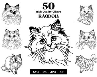 Ragdoll Cat Line Art SVG Bundle: Minimalist Cat Lover Designs (Digital Download