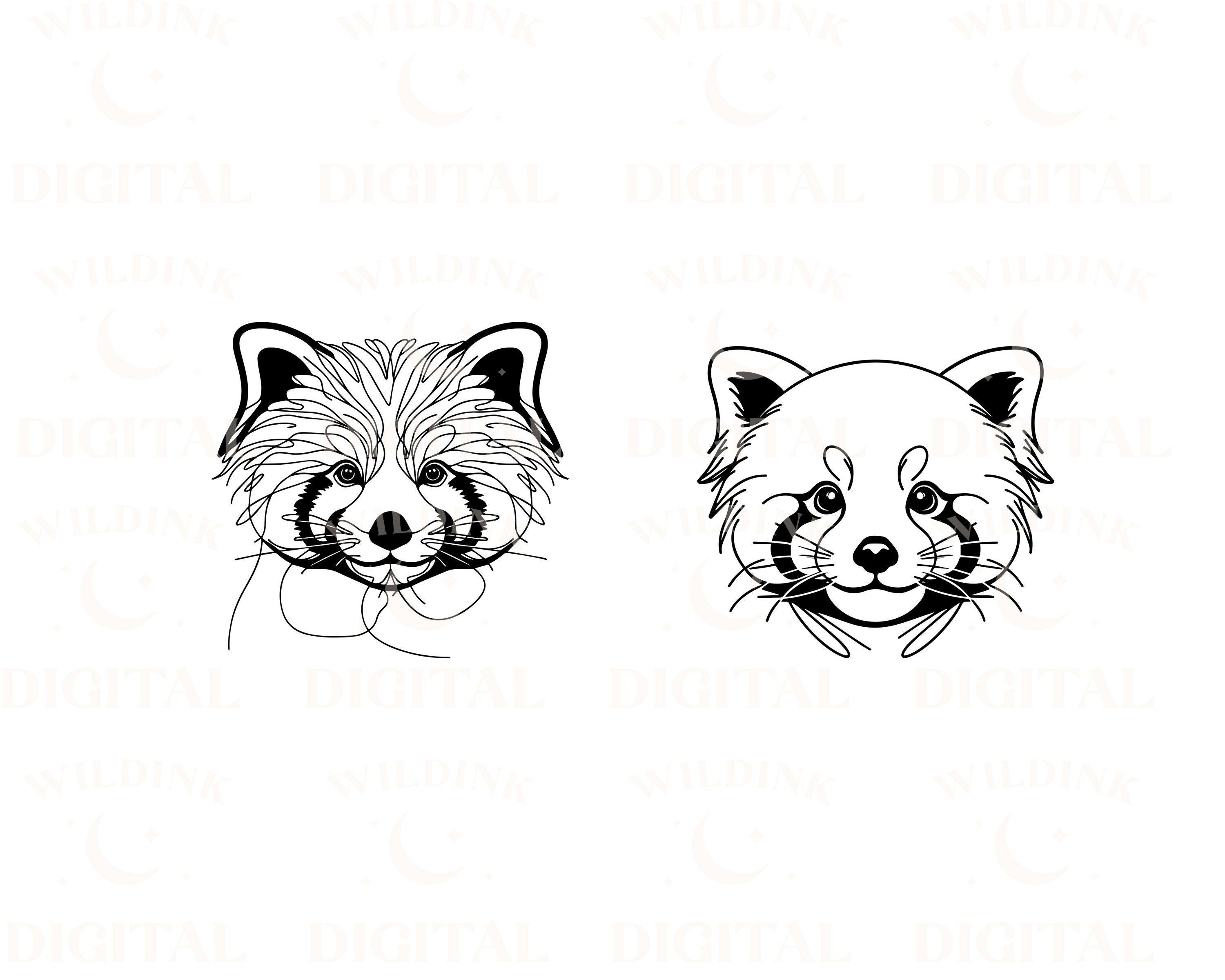 Red Panda Line Art SVG Clipart: Minimalist Tattoo Design (digital ...