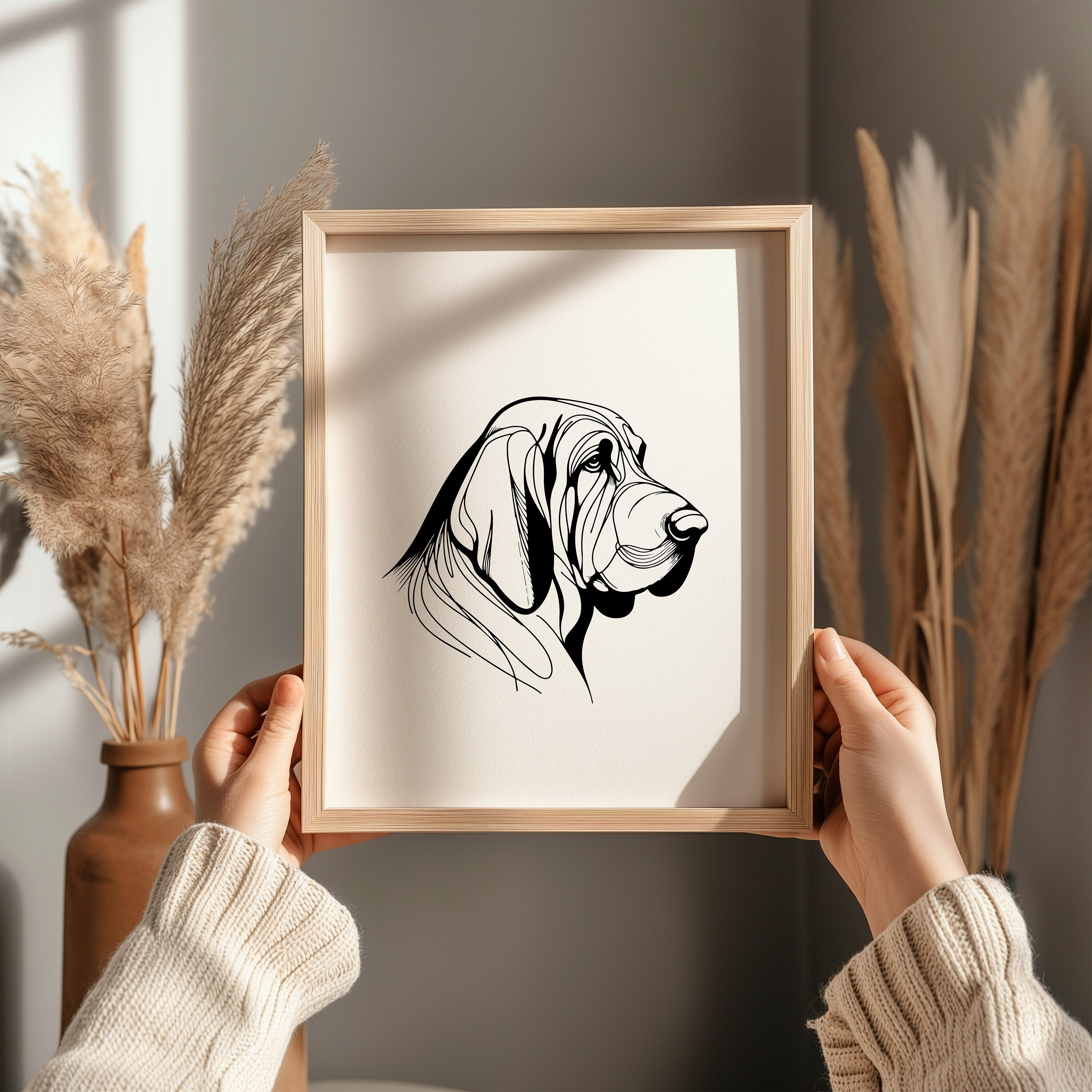 Bloodhound Line Art: Minimalist Dog SVG Clipart Bundle (digital