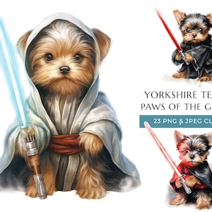Yorkshire Terrier Puppy Clipart 23 High Quality PNG & JPEG, Watercolor Funny Yorkie of the Galaxy Prints, Digital Crafting, Digital Download
