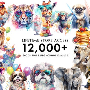 Aquarell Clipart Lebenslange Zugriff auf den Laden 12.000+ hochwertige PNG transparenten Hintergrund, kommerzielle Lizenz, digitaler Download