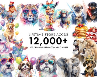 12,000+ Watercolor Clipart Designs: Full Store Access (Digital Download)