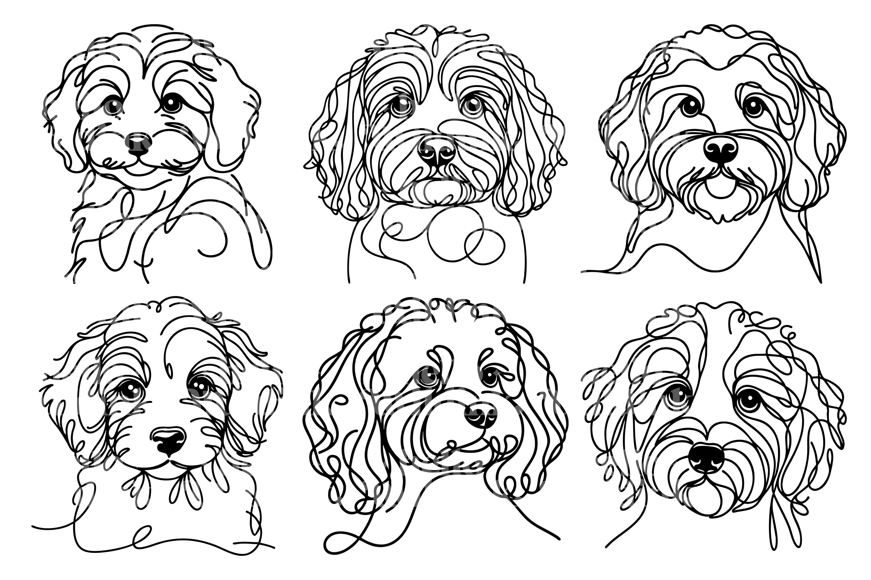 Cavapoo Line Art SVG & PNG Clipart Bundle: Minimalist Dog Tattoo Design ...