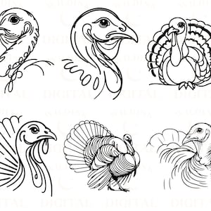 Turkey SVG Clipart: Minimalist Line Art, Tattoo Design (digital ...