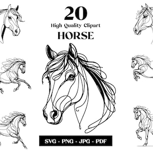 Paard SVG clipart, boerderij minimalistische lijntekeningen, logo dierlijke vector, moderne kunst, tattoo & sublimatie ontwerp, borduurwerk, digitale download