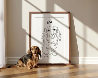 Custom Pet Portrait Line Art, Minimalist Dog Cat Drawing (Digital File)