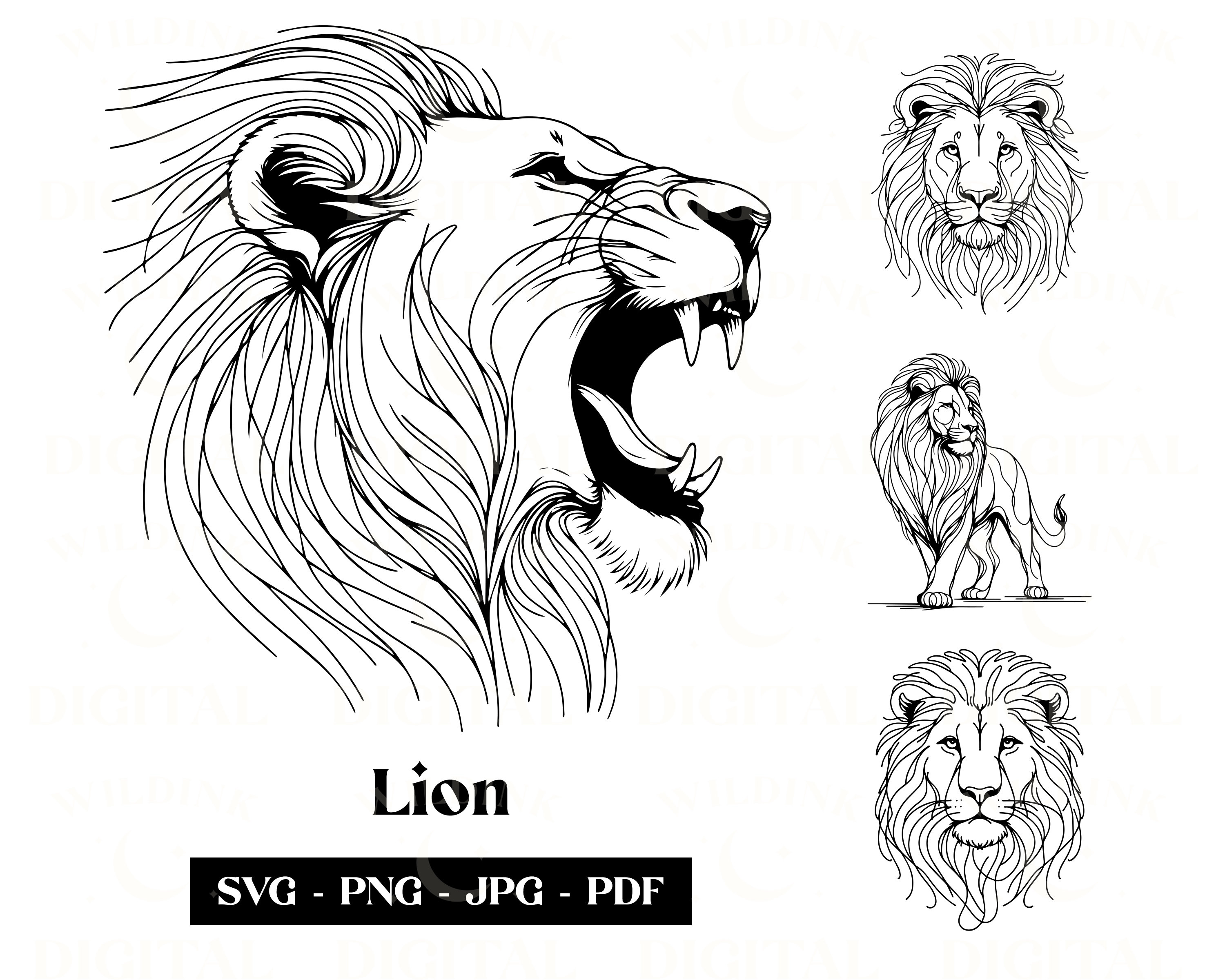 Leeuw tattoo svg - Etsy België, image size:3000x2400