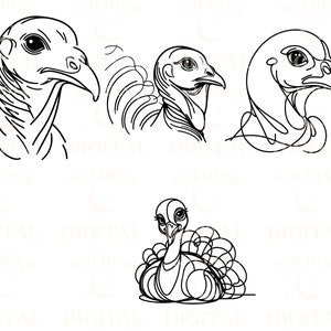 Turkey SVG Clipart: Minimalist Line Art, Tattoo Design (digital ...
