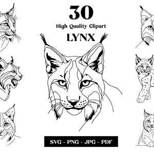 Lynx SVG Clipart, Feline Minimalist Line Art, Logo Animal Vector, Arte moderna, Tatuaggio e design a sublimazione, Ricamo, Download digitale
