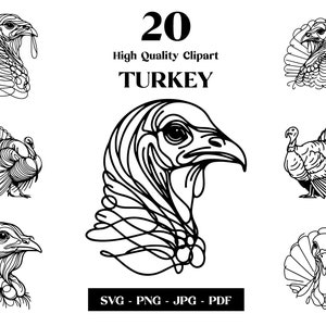 Clipart SVG z indykiem, minimalistyczna linia sztuki gospodarstwa, logo zwierzęce wektor, sztuka nowoczesna, tatuaż i projekt sublimacji, haft, pobieranie cyfrowe