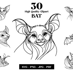 Nietoperz SVG Clipart, Minimalistyczna grafika liniowa, Logo Animal Vector, Sztuka nowoczesna, Projekt tatuażu i sublimacji, Haft, Pobieranie cyfrowe