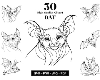 Fledermaus SVG Clipart: Minimalistisch Linie Kunst Vektor (Digitaler Download)