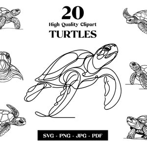 Turtle SVG Clipart, Minimalistyczna grafika liniowa, Logo Animal Vector, Sztuka nowoczesna, Projekt tatuażu i sublimacji, Haft, Pobieranie cyfrowe