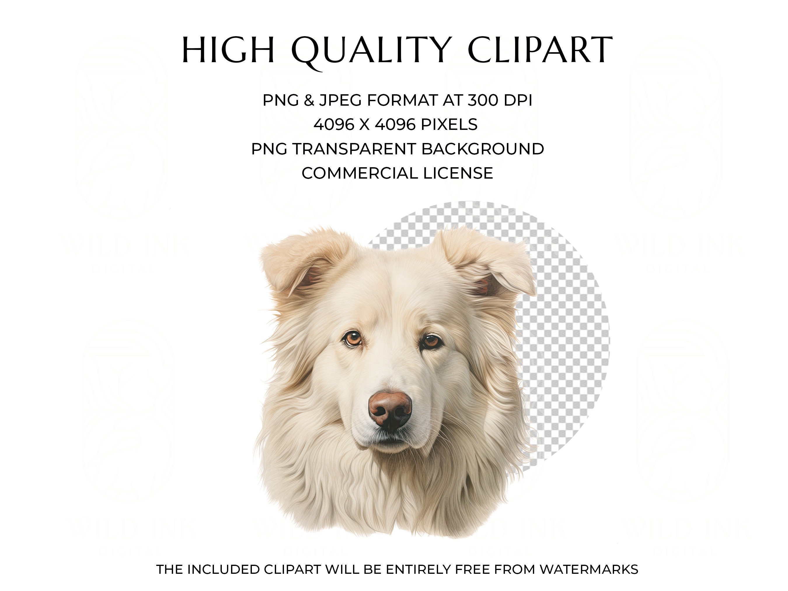 Watercolor Maremma Sheepdog Clipart Bundle, Dog Mom Gift (digital