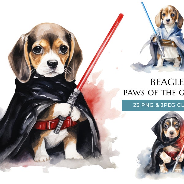 Beagle Puppy Clipart 23 High Quality PNG & JPEG, Watercolor Funny Dogs of the Galaxy Prints, Digital Crafting, Digital Download