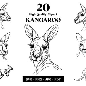 Känguru SVG Clipart, Australier Minimalistisch Line Art, Logo Tier Vektor, Moderne Kunst, Tattoo & Sublimationsdesign, Stickerei