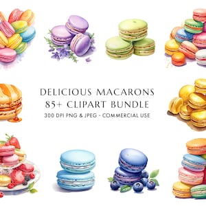 Aquarell Macarons Clipart 85+ Hochwertige PNG & JPEG, Dessert Clipart, Bäckerei Clipart, Essen Kunstwerk, digitaler Download